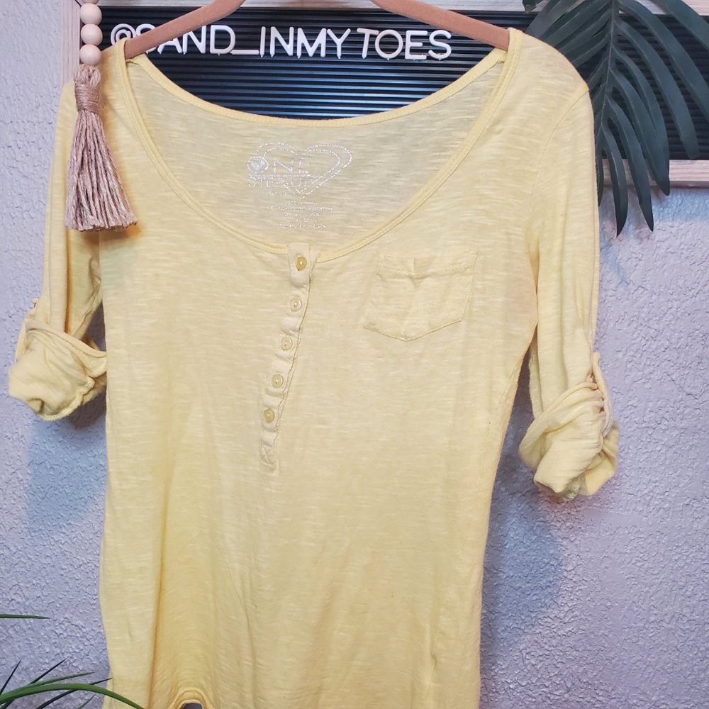 One Step Up I 100% Cotton Yellow Blouse Size S